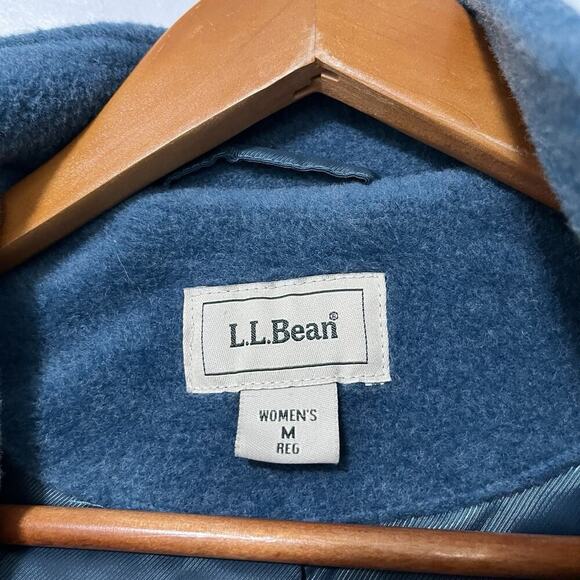 VTG LL Bean Wool Blend Hooded Fur Trim Full Zip Jacket Size M Blue Outdoors - Picture 11 of 11